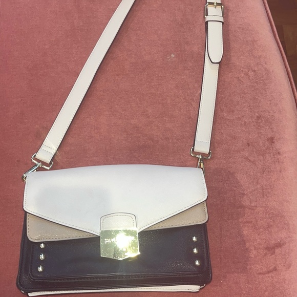 Steve Madden Handbags - Elegant Black, Palest Pink and Tan Steve Madden Crossbody Bag